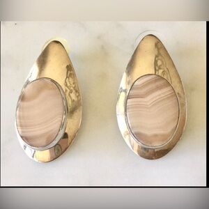 Native American Vintage Agate & Sterling Earrings